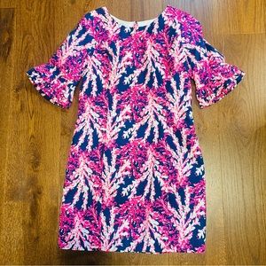 Lily Pulitzer Cotton Dress with ruffled 3/4 sleeves.